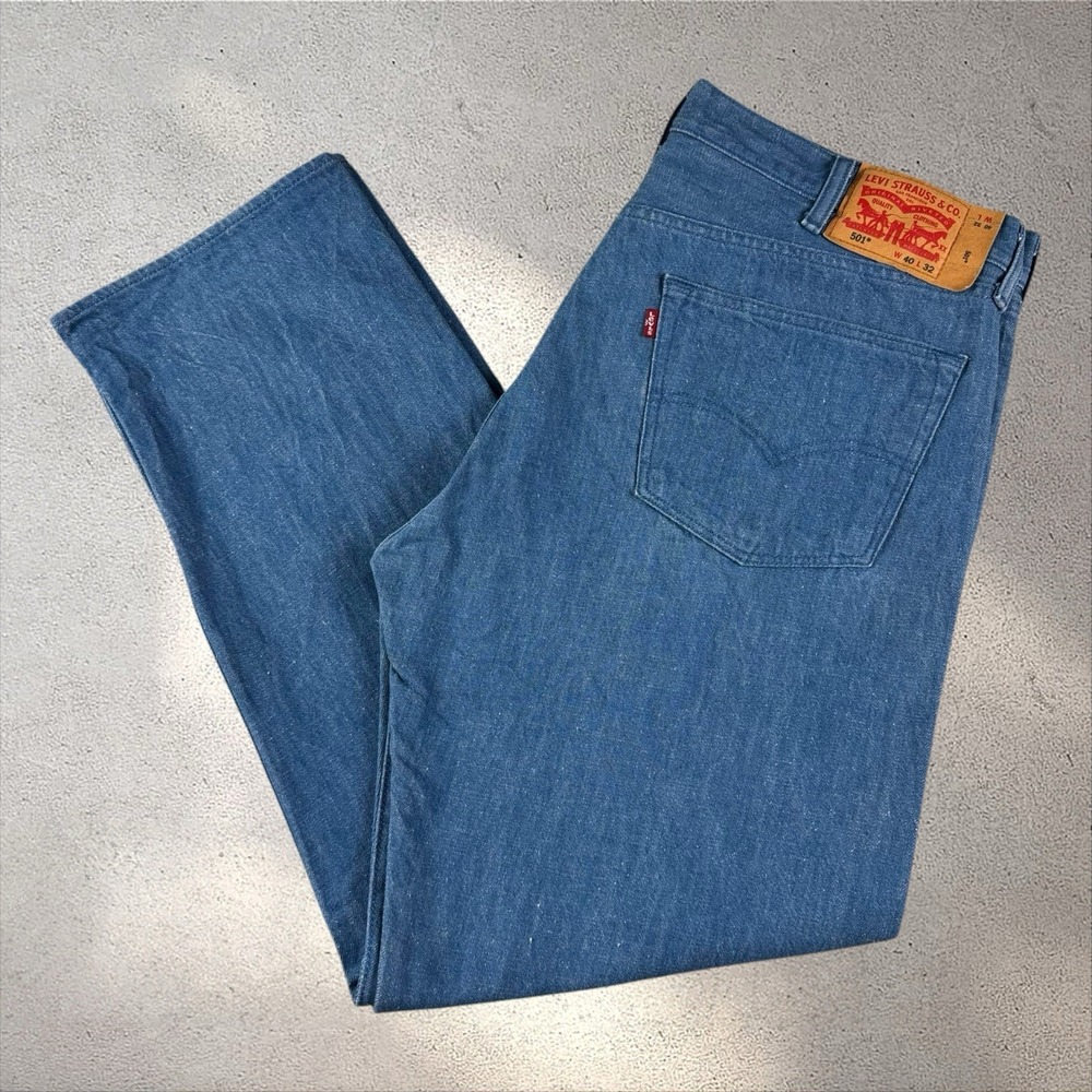 Levis 501 Jeans 38x32 (Fit 38x31) Pastel Blue White Oak Cone Denim Button Fly